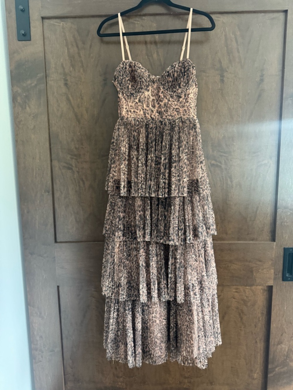 NWT Hutch Zaria Animal Print Bustier Style Tiered Tulle Midi Dress